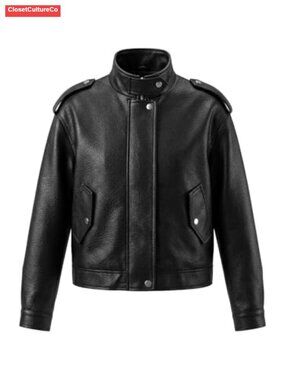 Oversized Faux Leather Bomber Motorcycle Jacket